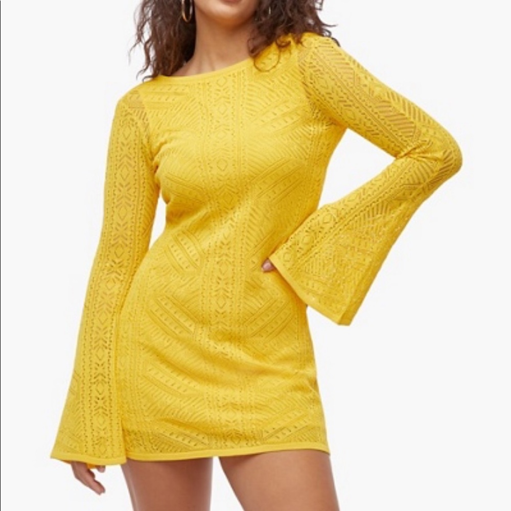 💛Crochet yellow shift dress